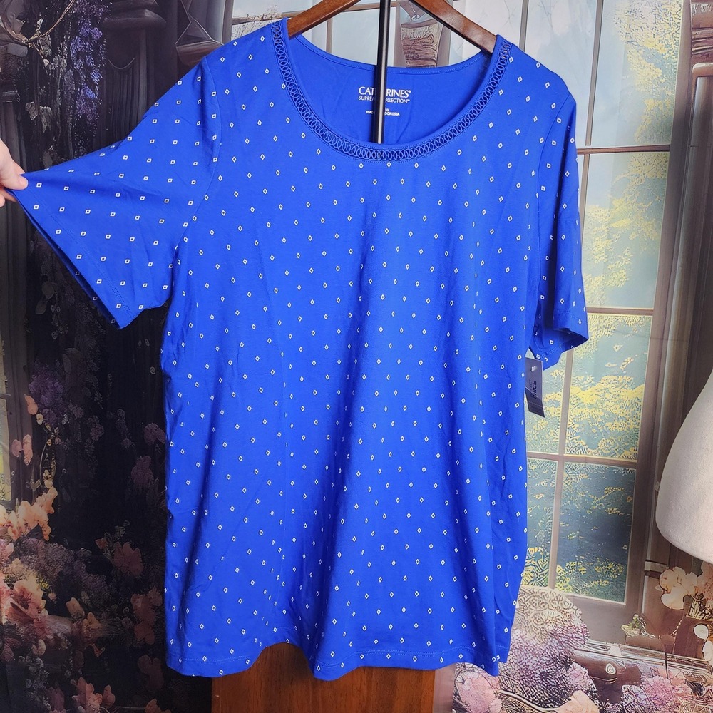 0X Classic Blue Tee by Catherines, Plus Size 0X, New with tags